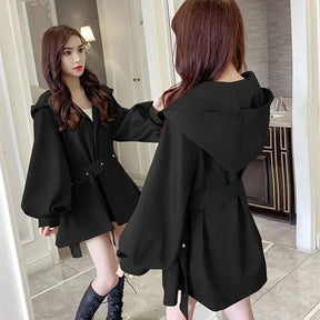 Winter And Autumn Hooded Trench Coat Women