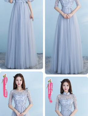 Long Bridesmaid Blue Wedding Dress Girlfriends Party Dress