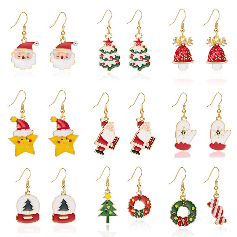 New Santa Earrings Christmas Tree Bell