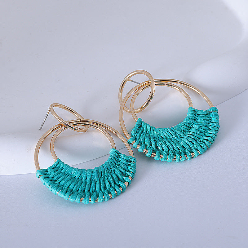 Women's Fashion Creative Hand Weaving Stud Earrings