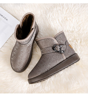 Snow Boots Women Winter Fleece-lined Thicken One Pedal Cotton Shoes Women Ankle Boots