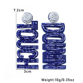 Fashion Letter Rugby Creative All-match Sports Style Handmade Bead Eardrop Earring