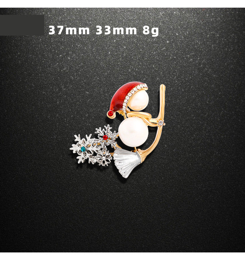 Snowman Tree Corsage Alloy Diamond Christmas Brooch