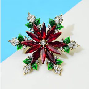 Glass Christmas Snowflake Brooch