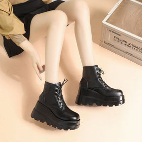 Small Height-increasing Martain Boots Women's High Heel British Style