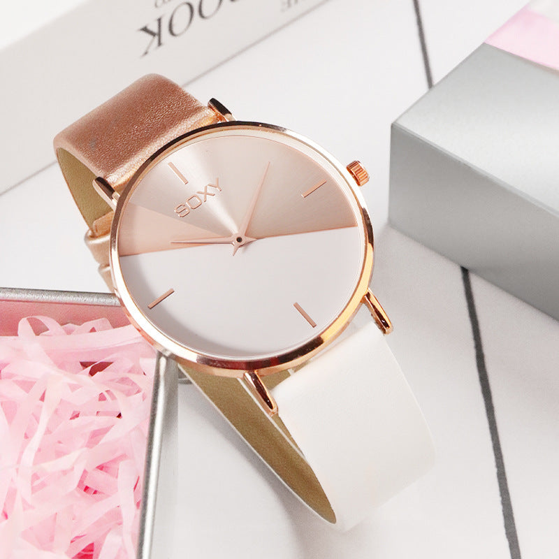 Leather fashion gold Rose women's watch