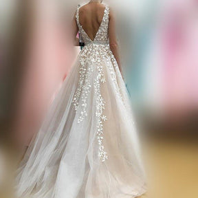 Shoulder lace wedding evening dress