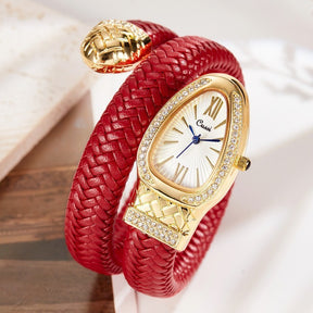 Snake Watch Fashion Quartz Watch Diamond Leather Strap