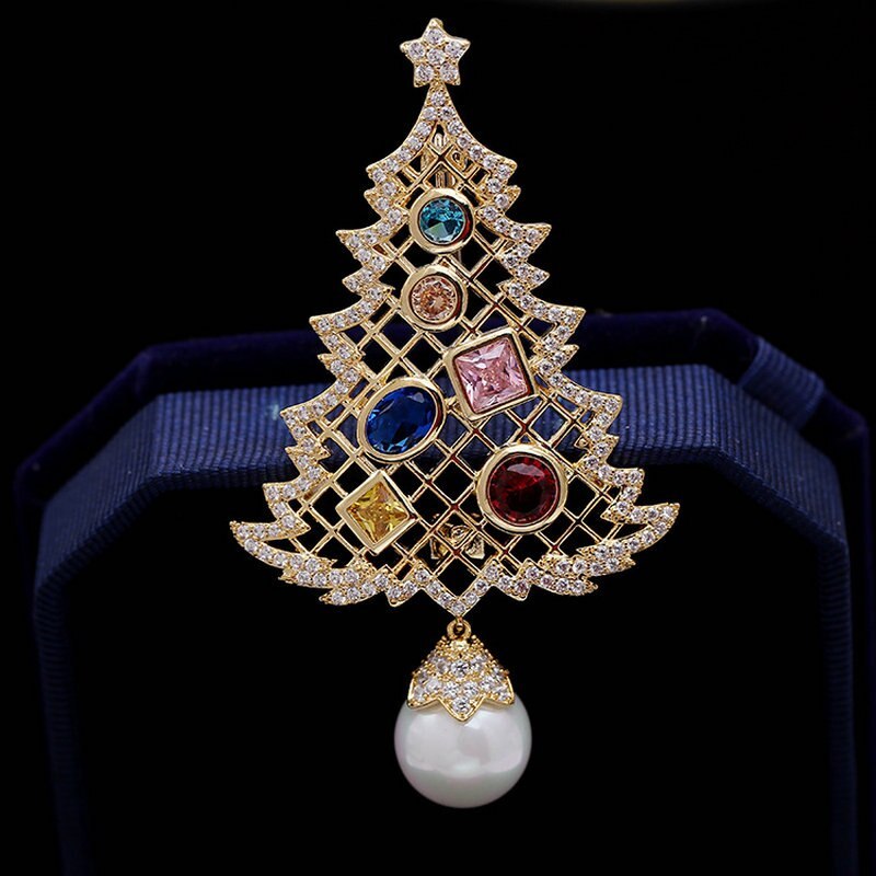 Zircon Christmas Tree Brooch