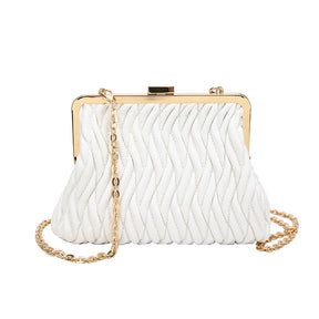 Chain Shoulder Texture Lock Pleated Handbag