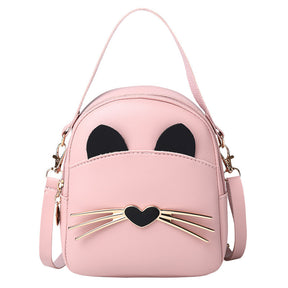 Ladies Printed Korean Style Fun Cat Small Backpack