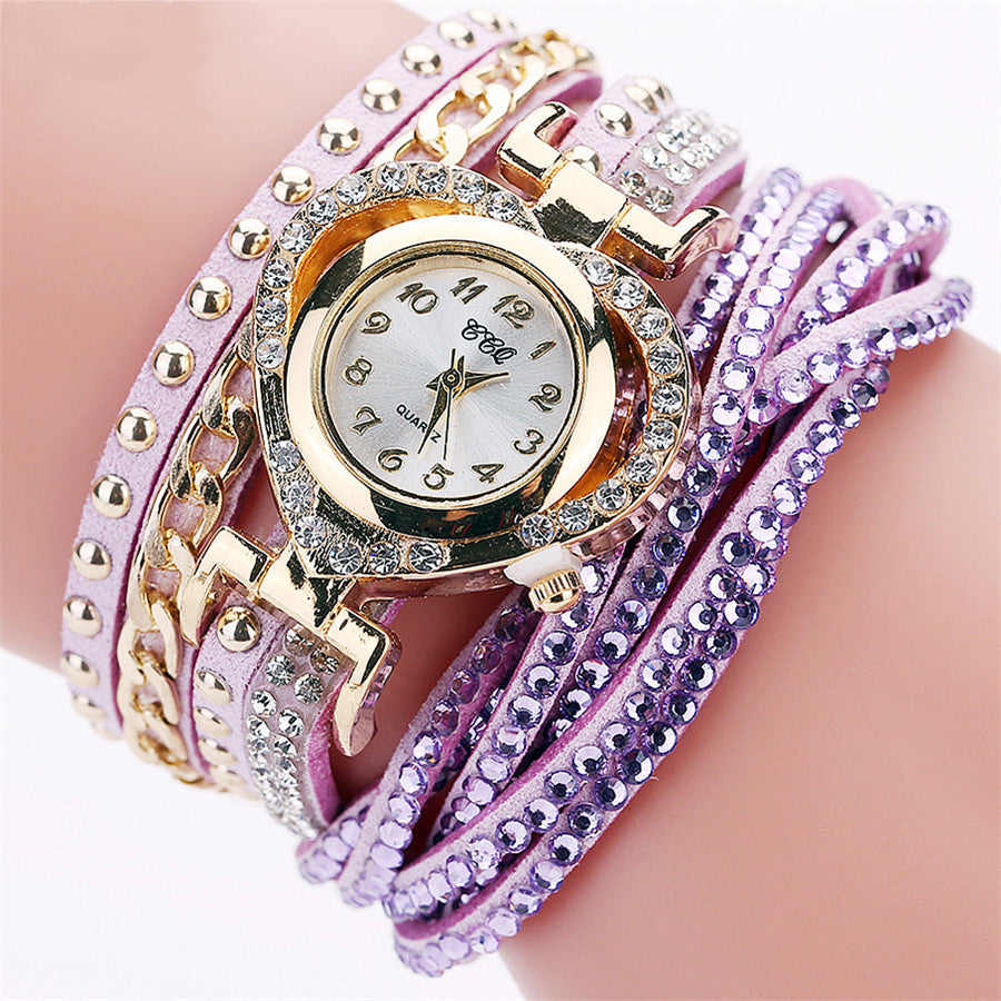 Ladies Round Diamond Love Dial Bracelet Watch