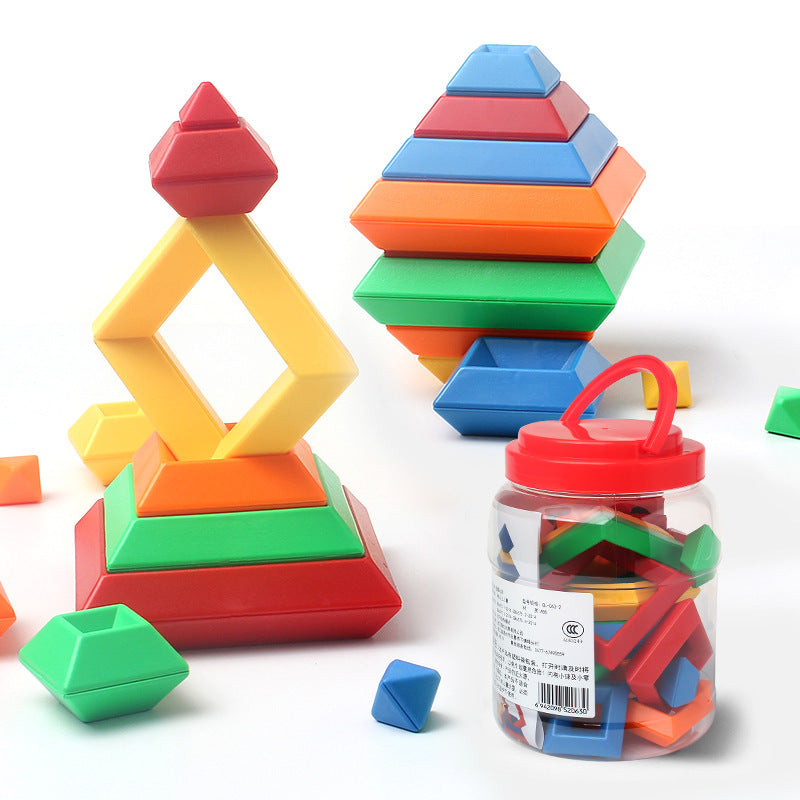 Kids Rainbow Tower Ring Wooden Jenga Color Cognitive Set Shapes Building Blocks Montessori Educational Toys for Kids