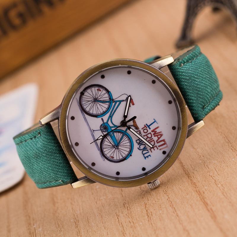 Denim Vintage Watch Bike Ride A Bike