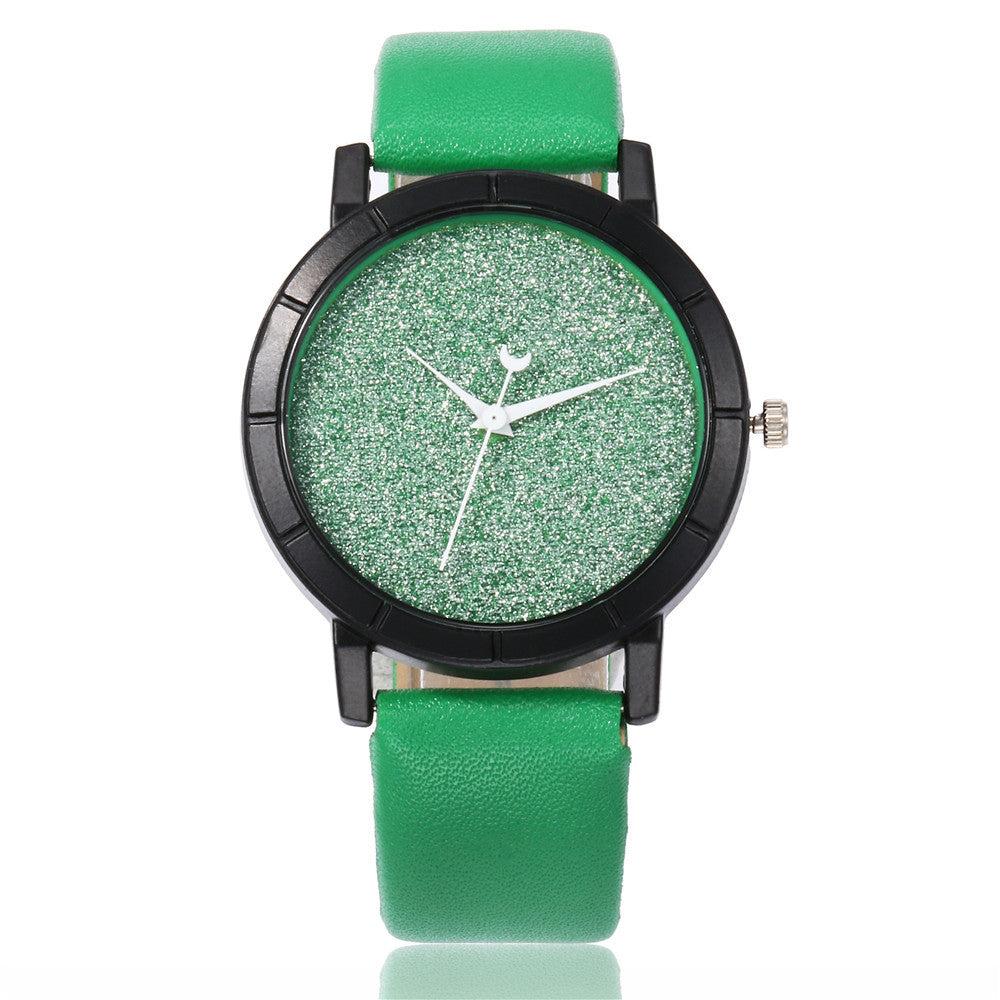 Fashion And Simple Gypsophila Belt Watch Women's Frosted Moon Pointer Quartz Watch Student Couple Watch