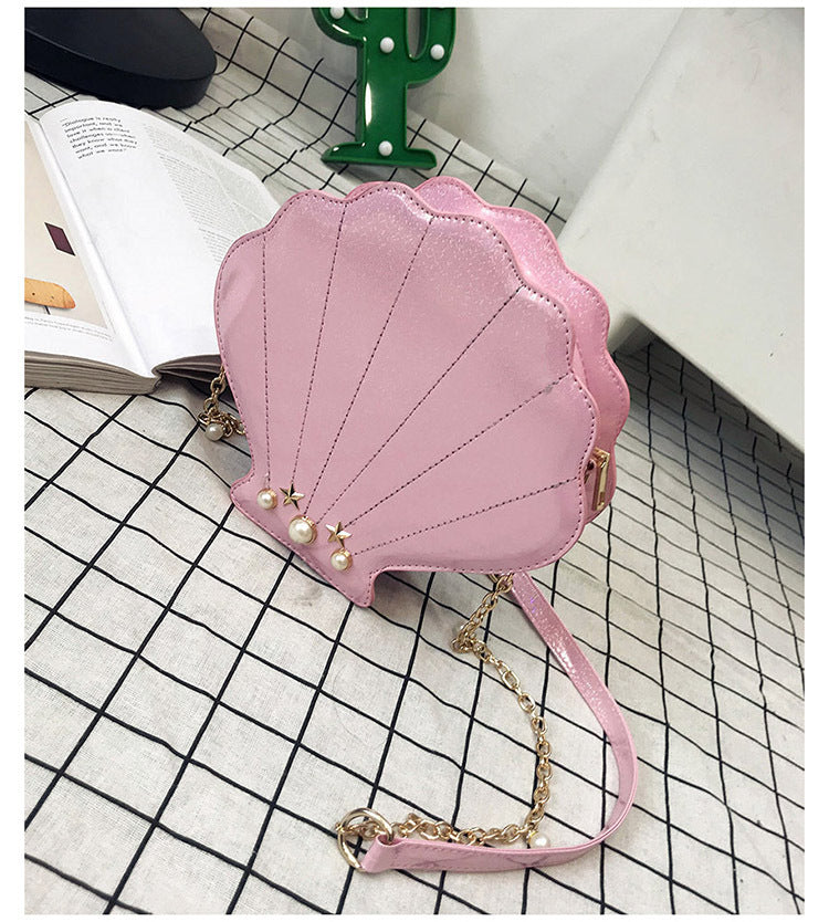 New Shoulder Basg For Women Pearl Decorative Fashion Shell Style Girl's Chain Purse Flap Women's Handbag Crossbody Bags