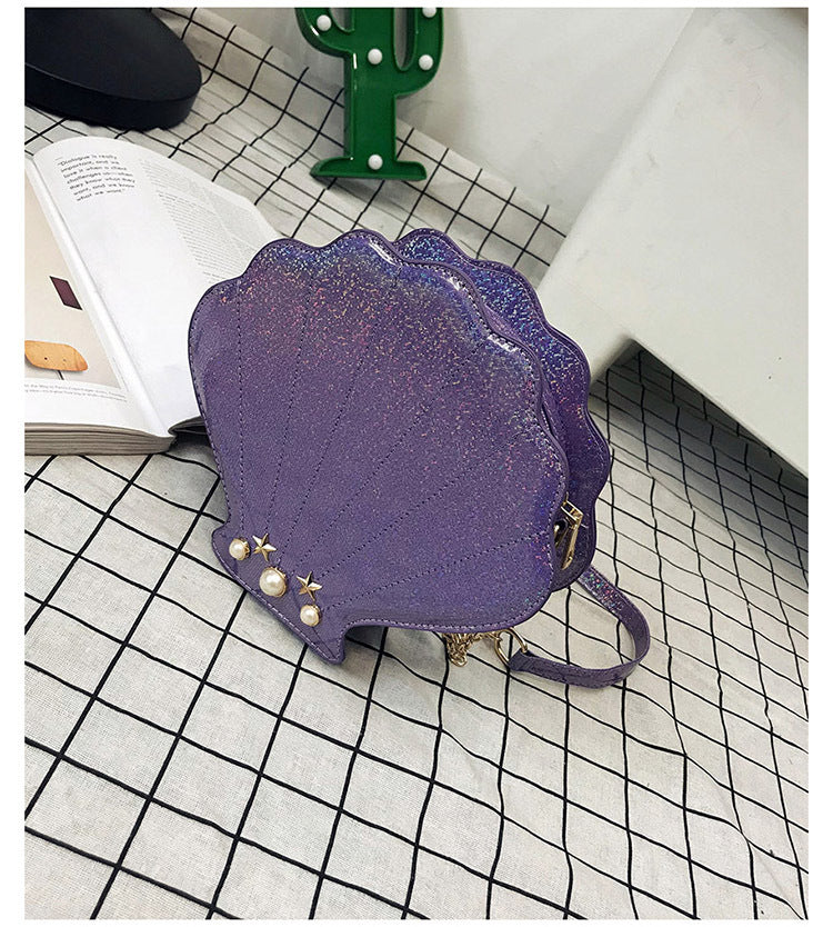 New Shoulder Basg For Women Pearl Decorative Fashion Shell Style Girl's Chain Purse Flap Women's Handbag Crossbody Bags