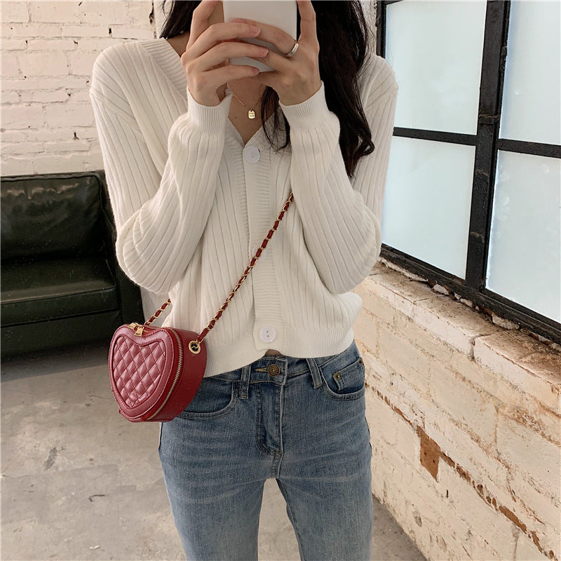 Peach Heart Love Bag Women's Bags Spring Summer New Heart-shaped Mini Shoulder Crossbody Bag