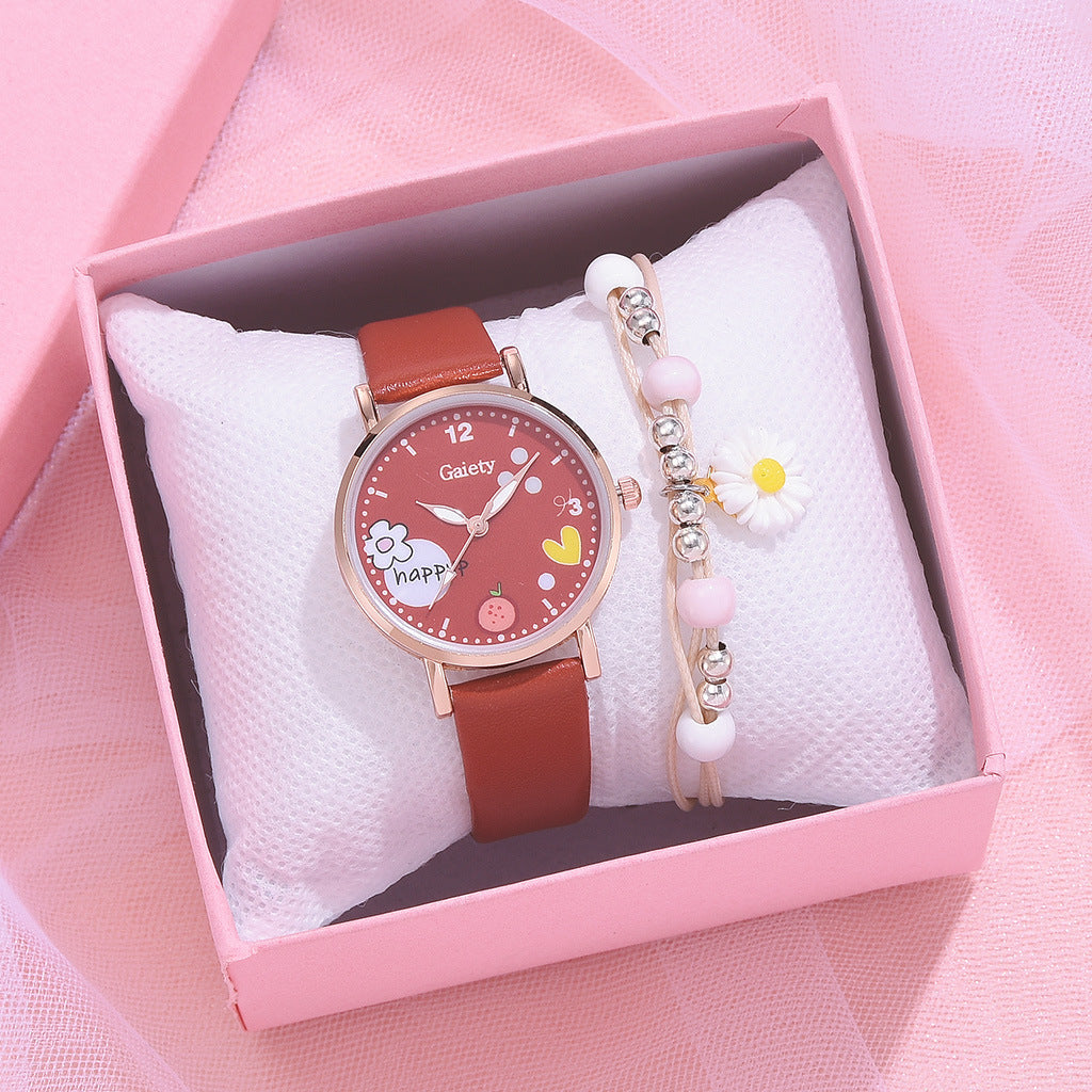 Gaiety new women''s fashion Pu Watch Bracelet combination set student girl gift factory direct sale