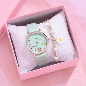 Gaiety new women''s fashion Pu Watch Bracelet combination set student girl gift factory direct sale