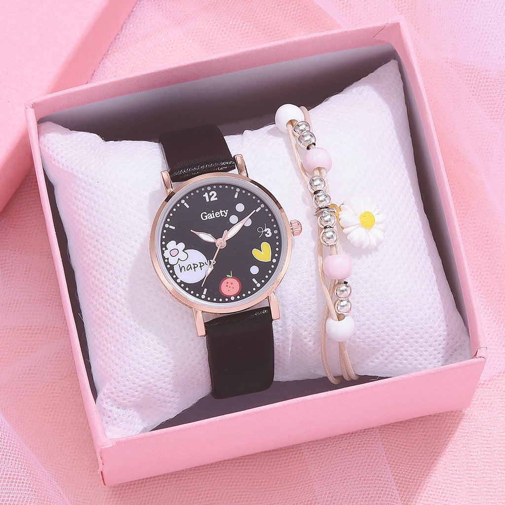 Gaiety new women''s fashion Pu Watch Bracelet combination set student girl gift factory direct sale