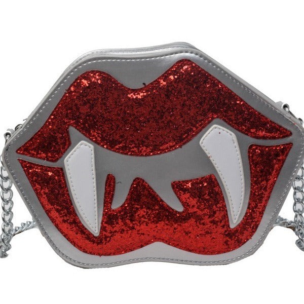 Personality Sequin Chain Funny Big Lips Style Crossbody Bag