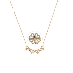 Love Style Magnetic Four-leaf Clover Micro Inlaid Zircon Sweet Lady Clavicle Chain