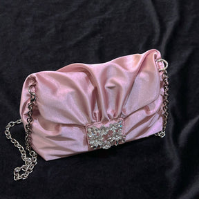 Vintage Crumpled Banquet Silk Diamond Small Square Bag