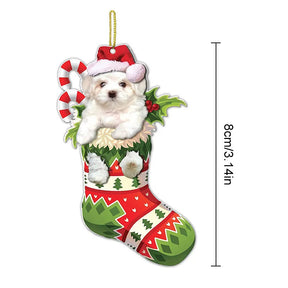 Christmas Stockings Christmas Tree Decorative Socks Dog Pendant Creative Cute