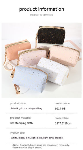 Rain Silk Bronzing XINGX Octagonal Bag Cosmetics Storage Bag Zipper Wash Bag Portable Cosmetic Bag