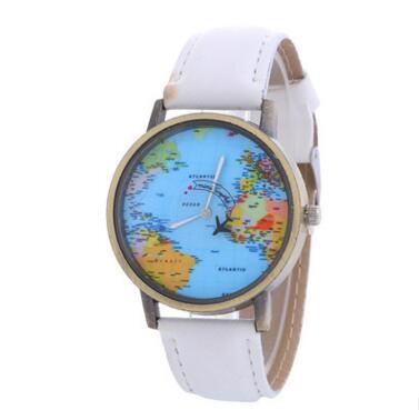 Canvas Band Map Dial Plate Watch