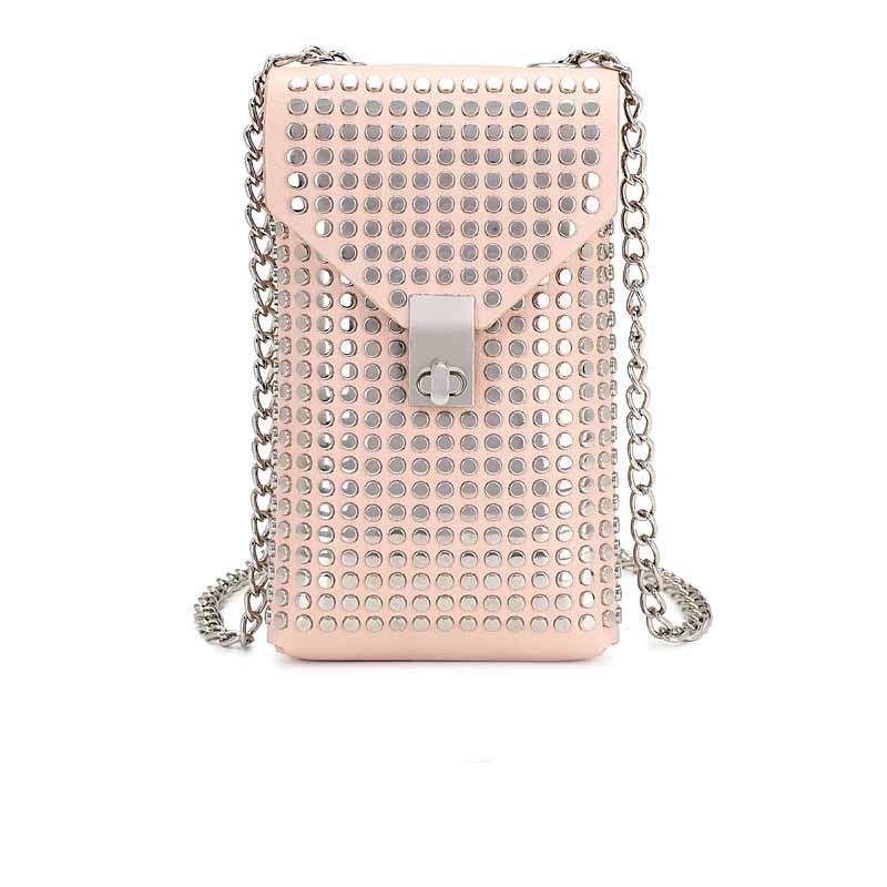 Fashion Soft Leather Rivet Crossbody Chain Bag