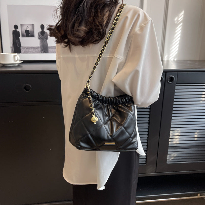 Casual Rhombus Shoulder Bag Chain Messenger Bag Small Bucket Bags Women