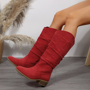 Women's Wedge Solid Color Long Tube Warm Boots