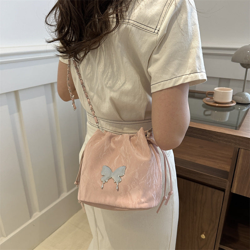 Chain Small Bag Female Butterfly Crossbody Single Shoulder Bucket Bag