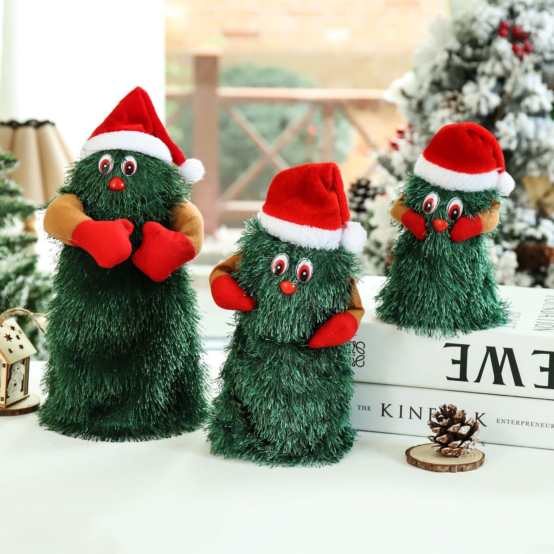 New Electric Toy Electric Plush Toy Doll Funny Cute Green Electronic Xmas Tree Musical Santa Claus Toy Christmas Decoration