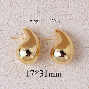 Copper Plating 18K Real Metal Drop-shaped Earrings For Women