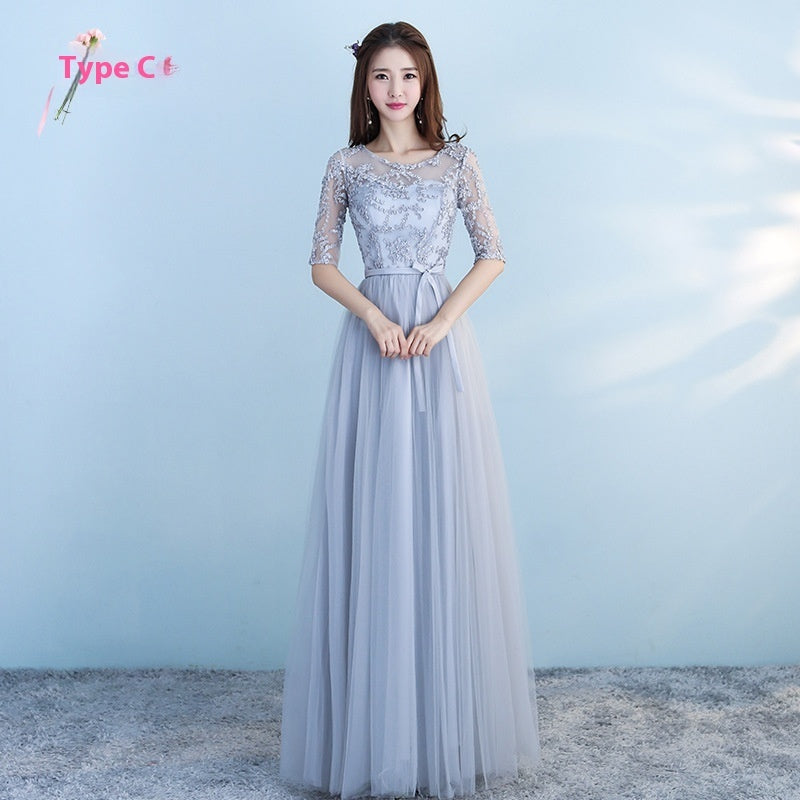 Long Bridesmaid Blue Wedding Dress Girlfriends Party Dress