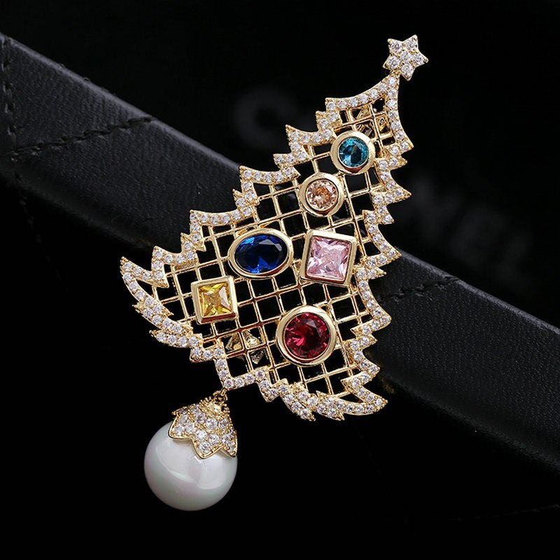 Zircon Christmas Tree Brooch