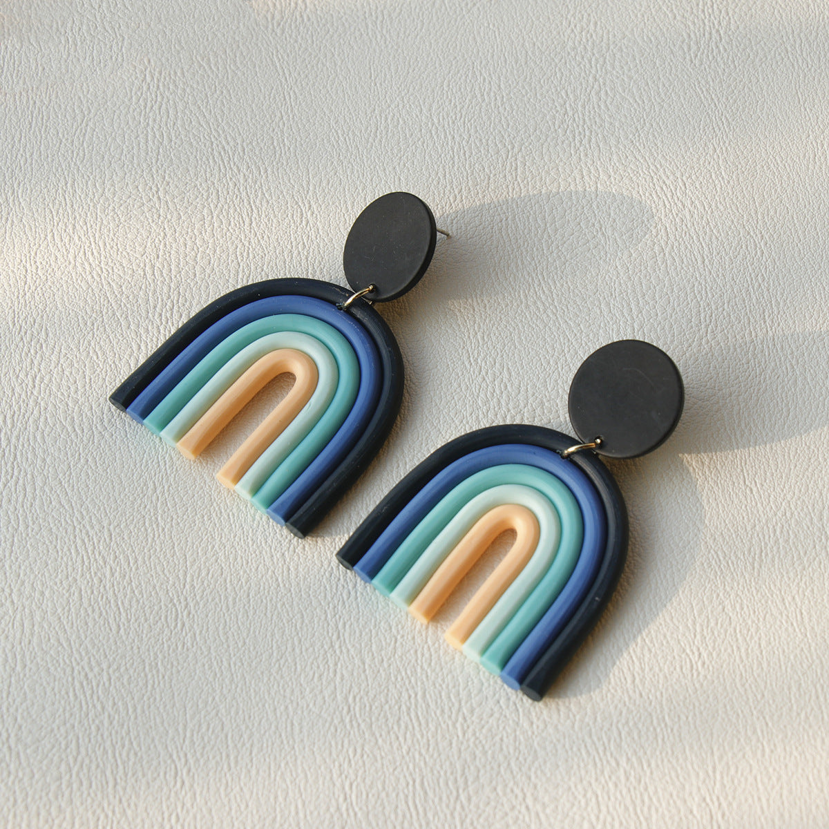 Ins Rainbow Polymer Clay Earrings Clay Hand Made Retro