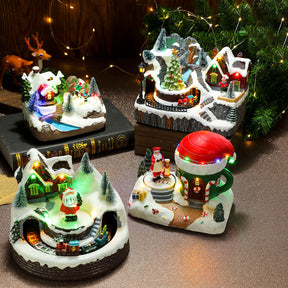 Christmas Rotating Resin Luminous Music Box Ornaments