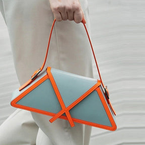 Stitching Contrast Trapezoid Shoulder Bag Panelled Trapezoid Underarm Bag