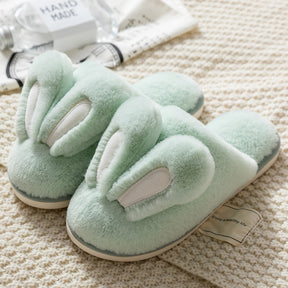 Cotton Slippers Female Cute Cartoon Bunny Rabbit Ears Bag Heel