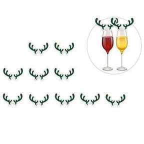 10 Pieces Of Christmas Wine Glasses Decorated With