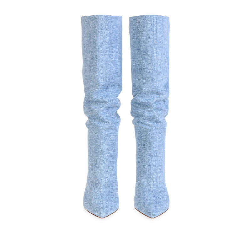 Women's Fashion Denim Knee-high Boots