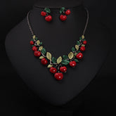 Europe and the United States big jewelry, cherry necklace, earrings set, women fashion evening dress, bride temperament accessories DD