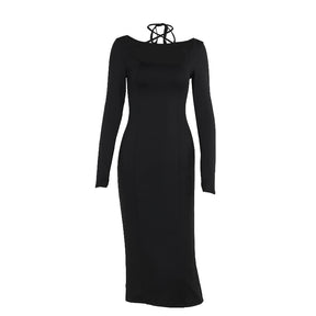 Slim Fit Cross-halterneck Dress Women