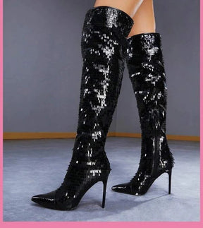 Fashionable Sequins Over-the-knee Boots Women