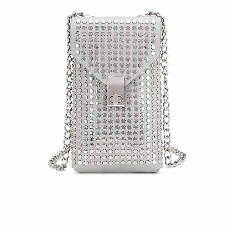 Fashion Soft Leather Rivet Crossbody Chain Bag