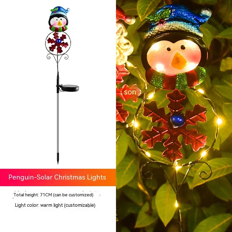 Solar Christmas Led Snowman Elk Ground Plug Light